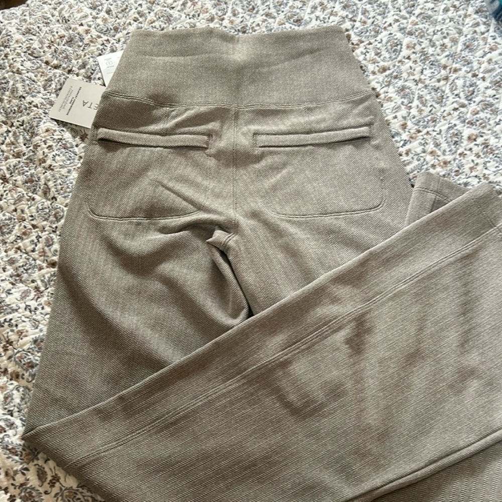 Athleta Tan Herringbone Flare Pants